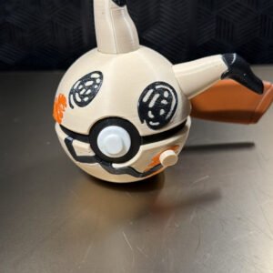 Tan black and white 3D printed character display ball with costume details by MHDesigns LLC